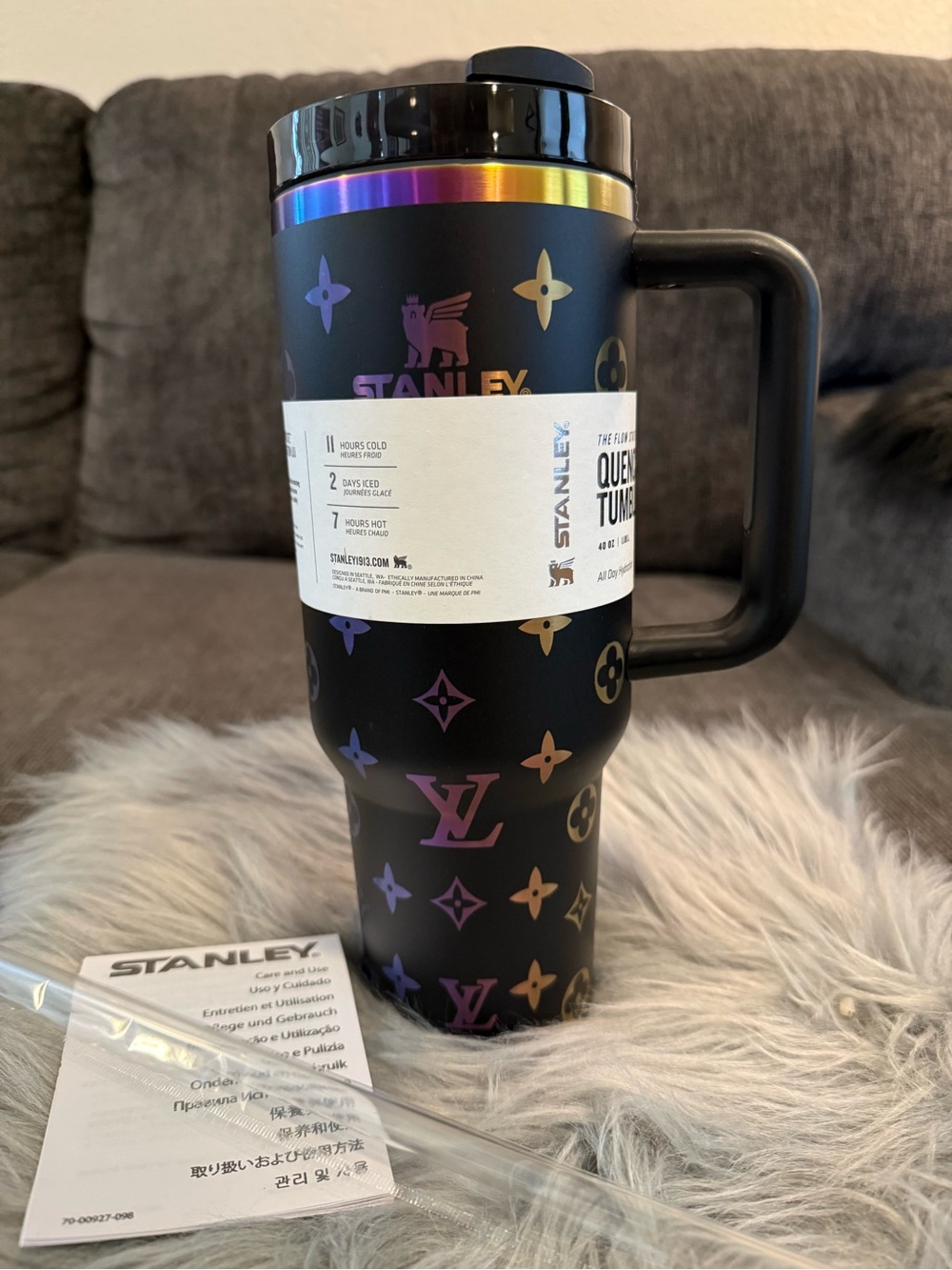 Stanley 40oz Quencher H2.0- Black Iridescent Monogram New in Box